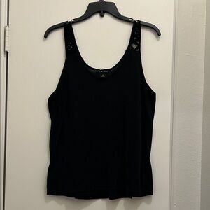 FANG Black Tank Top with Cutout Straps